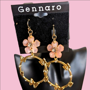 Gennaro Flower &‎ Gold Tone Drop Hoops